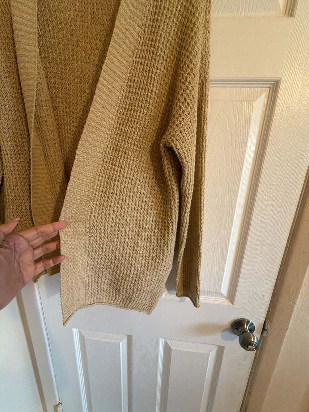 Casa Cabana Tan Waffle Knit Open Front Cardigan Sweater HOM1159-F - Picture 2 of 11